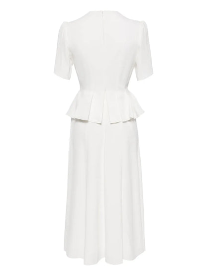 Crystal-Embellished Peplum-Waist Midi Dress