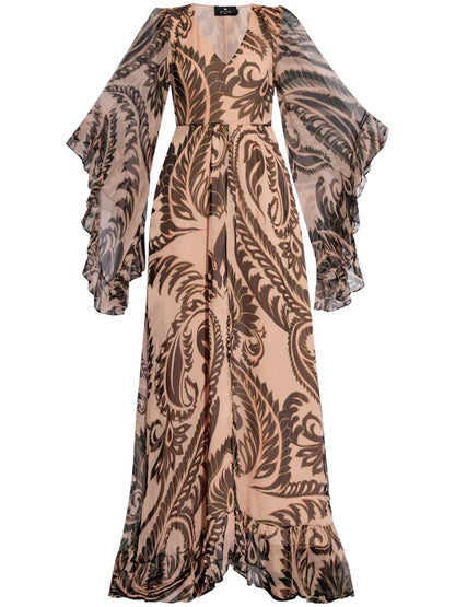 Graphic-Print Silk Maxi Dress