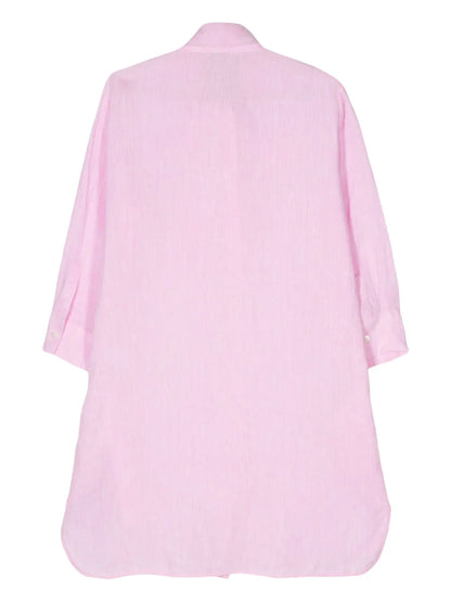 Pussy-Bow Collar Linen Shirt