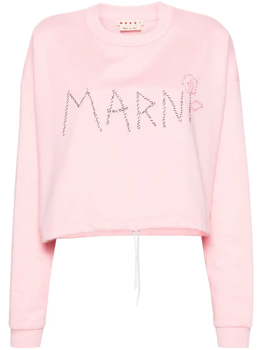 Logo-Embroidered Cropped Sweatshirt