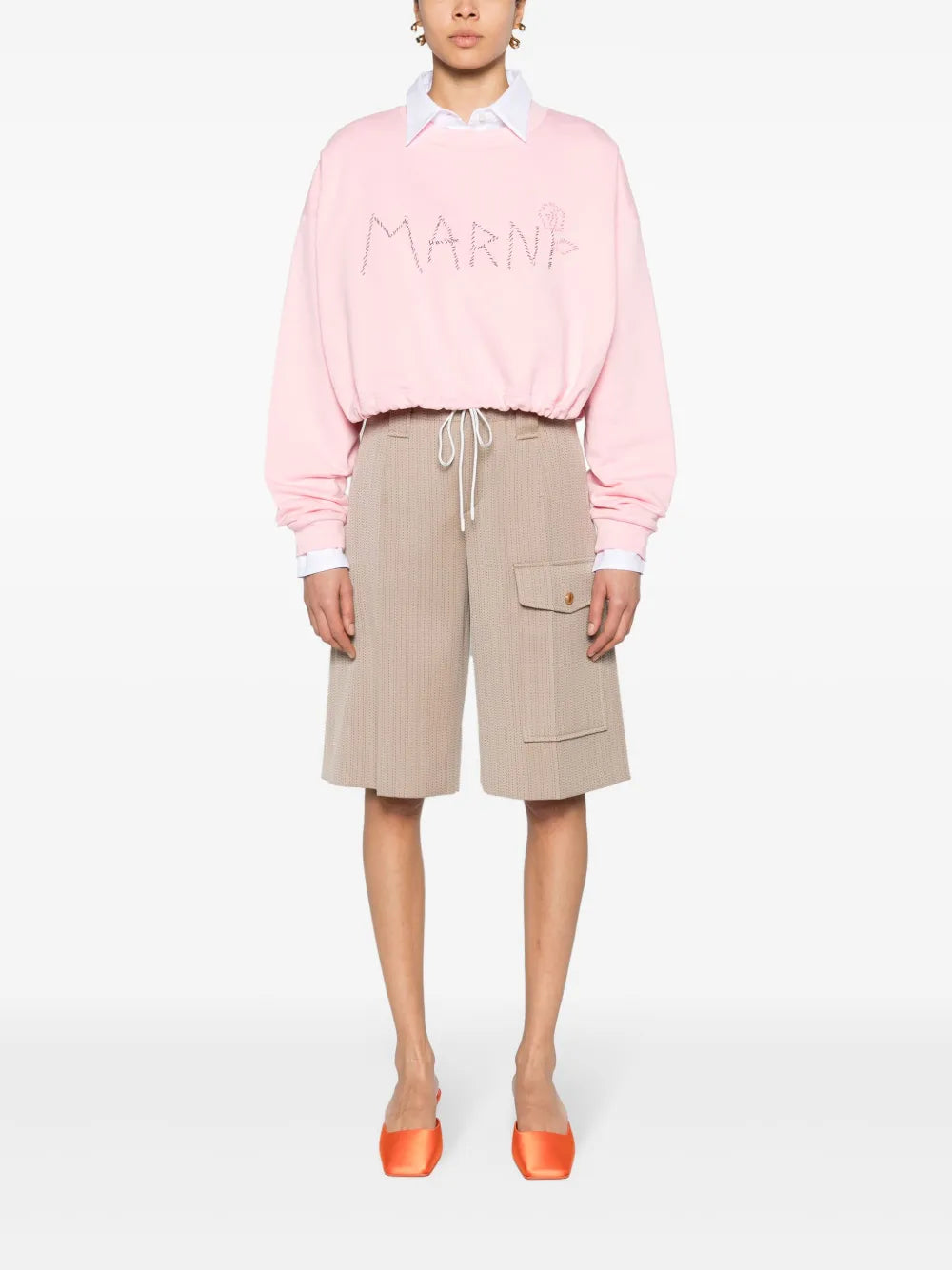 Logo-Embroidered Cropped Sweatshirt