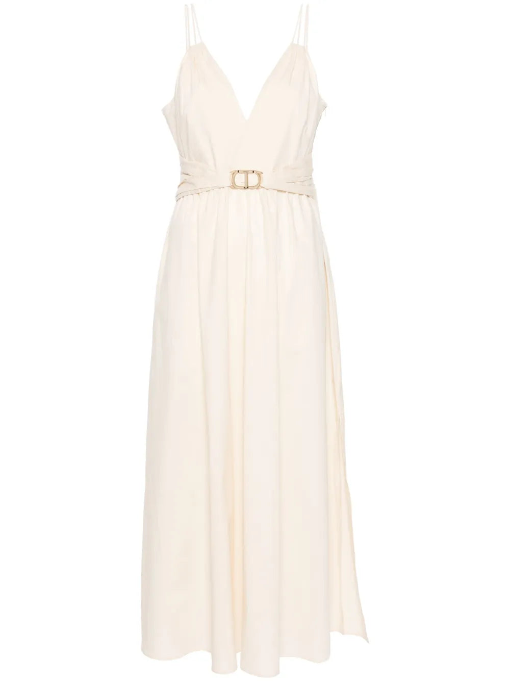 Belted Cotton-Blend Mxi Dress