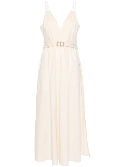 Belted Cotton-Blend Mxi Dress