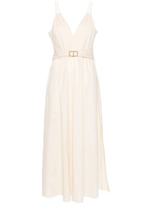 Belted Cotton-Blend Mxi Dress