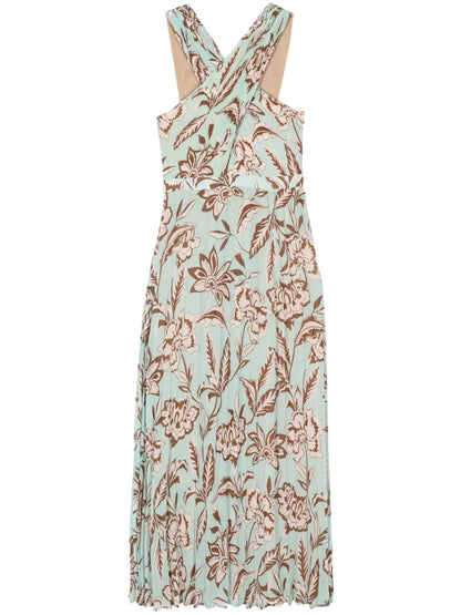 Floral-Print Pleated Maxi Dress