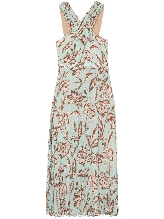 Floral-Print Pleated Maxi Dress