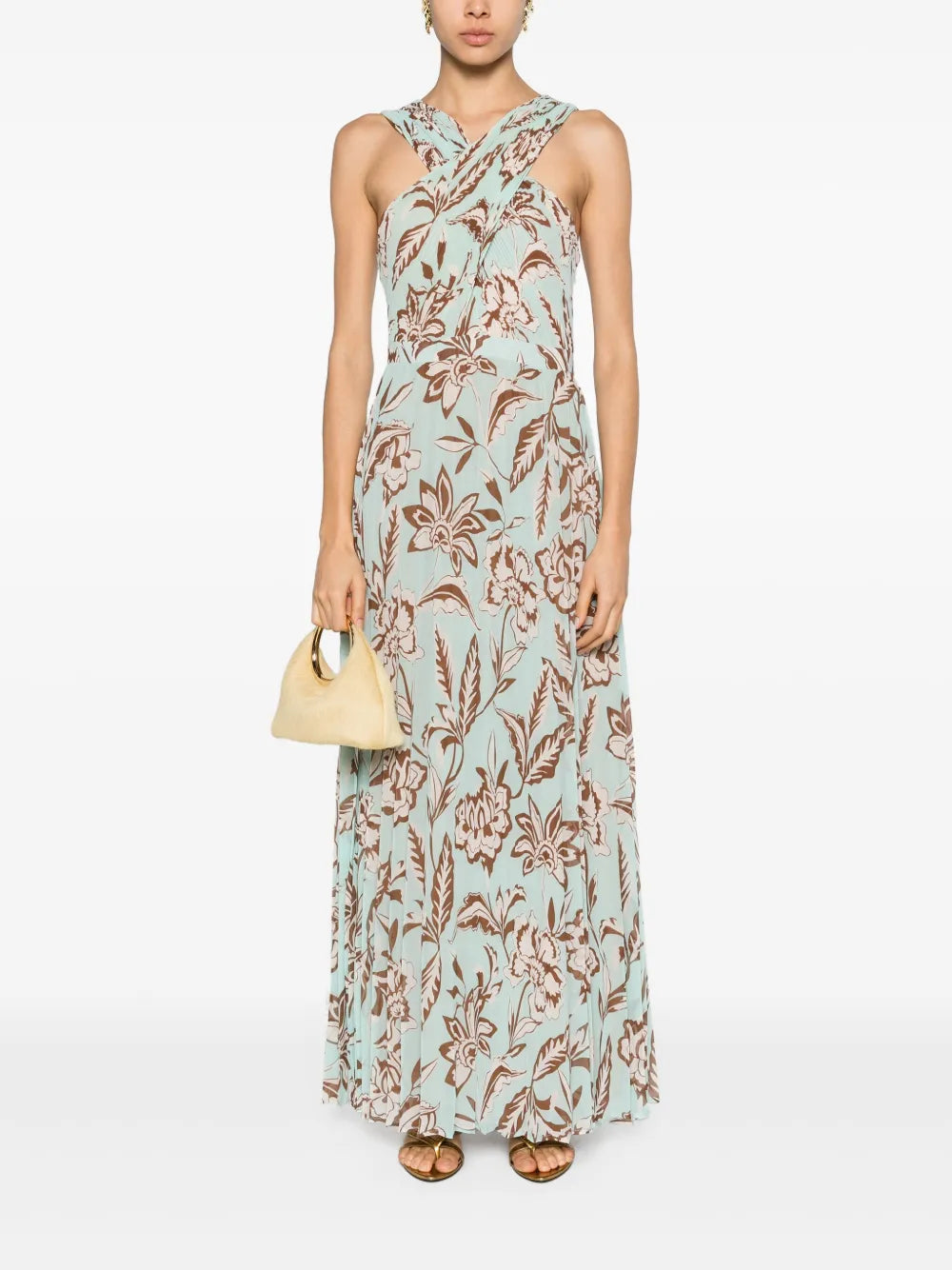Floral-Print Pleated Maxi Dress