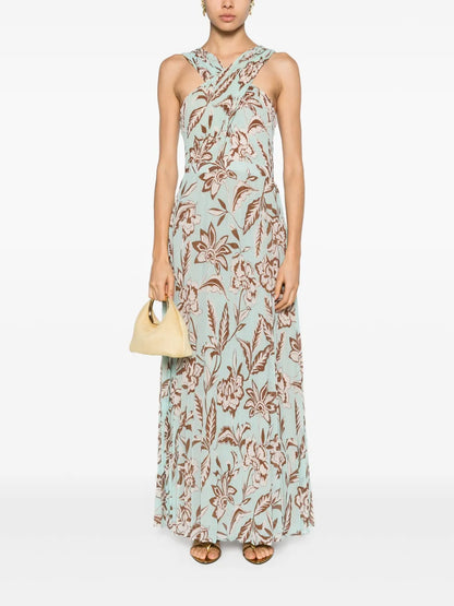 Floral-Print Pleated Maxi Dress