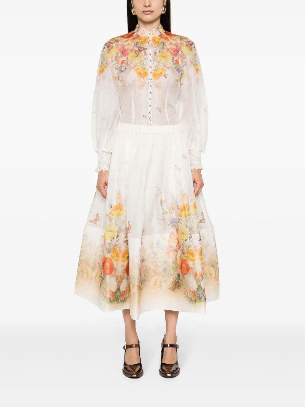 Tranquillity Floral-Print Midi Skirt