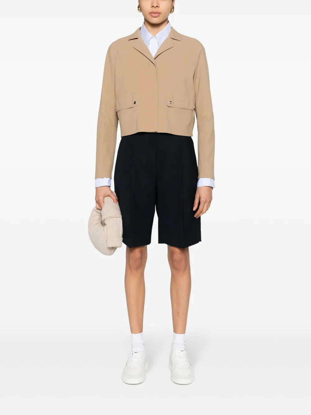 Notched-Lapels Cropped Jacket