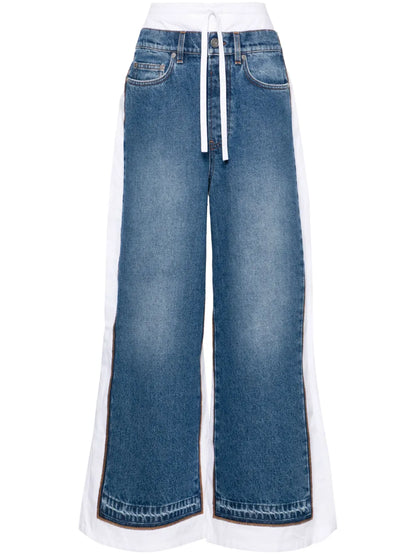 Trompe L'Oeil Denim-Panels Trousers