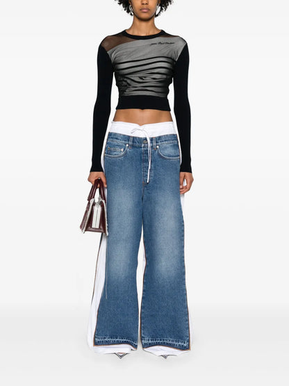 Trompe L'Oeil Denim-Panels Trousers