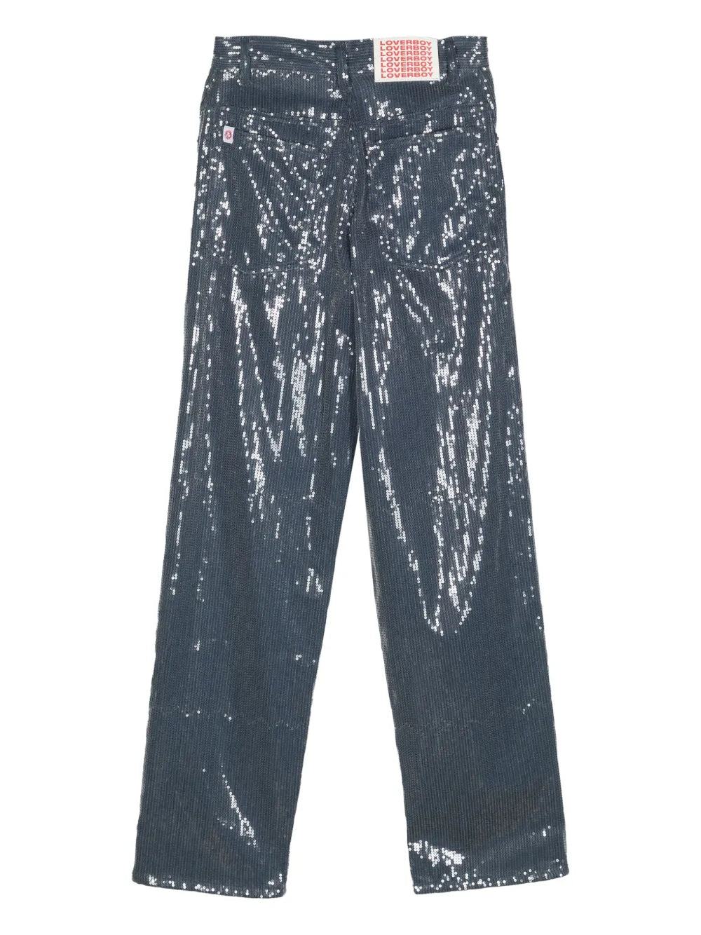 Sequin-Embellished Straight-Leg Jeans