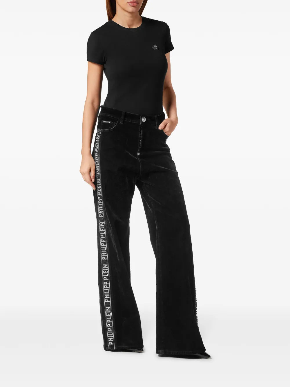 Logo-Tape Wide-Leg Jeans