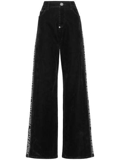 Logo-Tape Wide-Leg Jeans