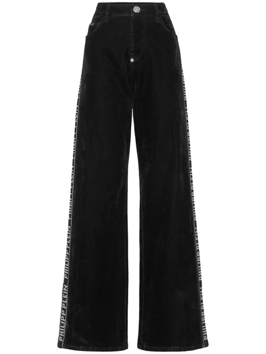 Logo-Tape Wide-Leg Jeans