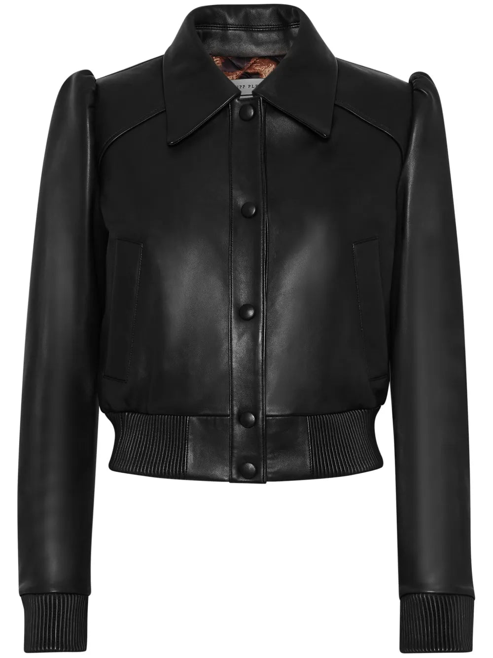 Logo-Plaque Leather Bomber Jacket