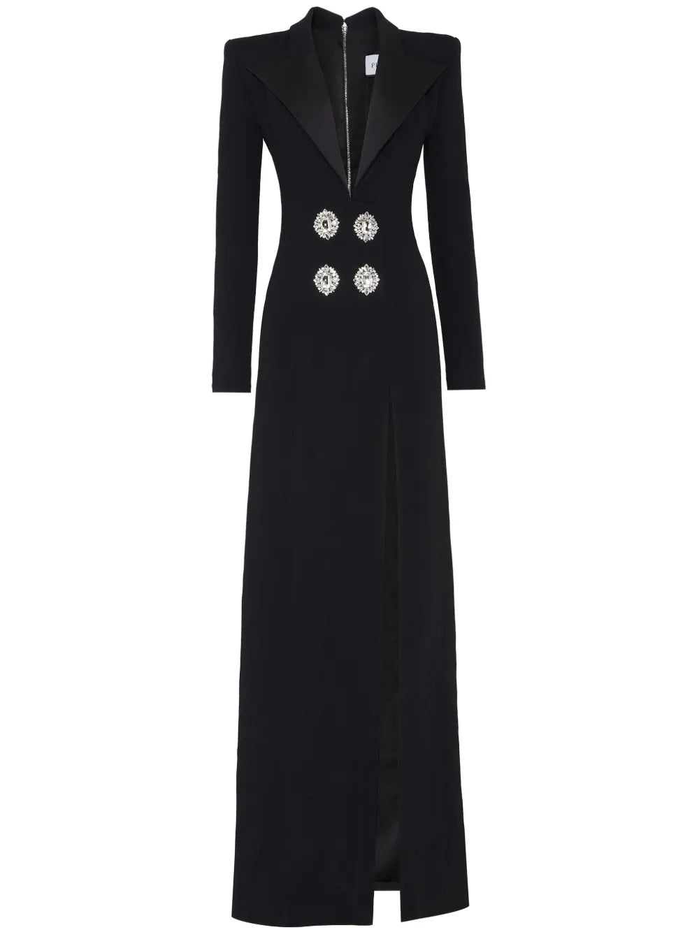 Crystal-Embellished V-Neck Maxi Dress