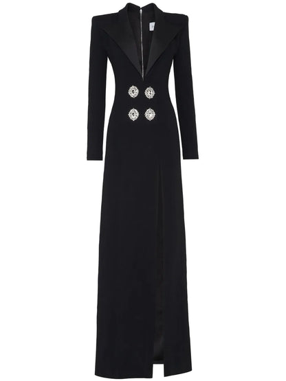 Crystal-Embellished V-Neck Maxi Dress