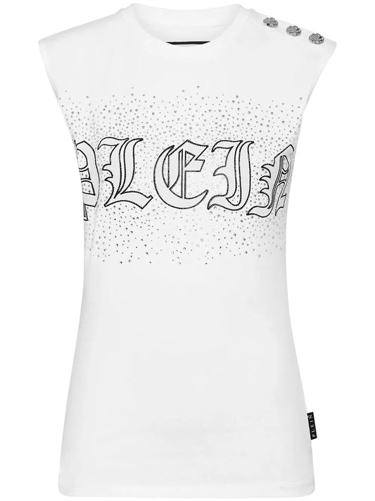 Crystal-Embellished Cotton Tank Top