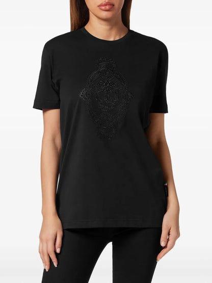 Skull-Embroidered Cotton T-Shirt