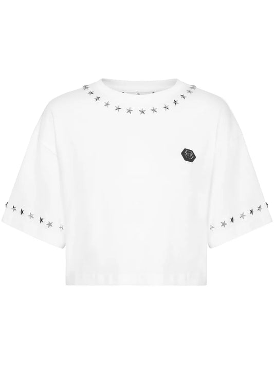 Star-Studded Cotton Cropped Top