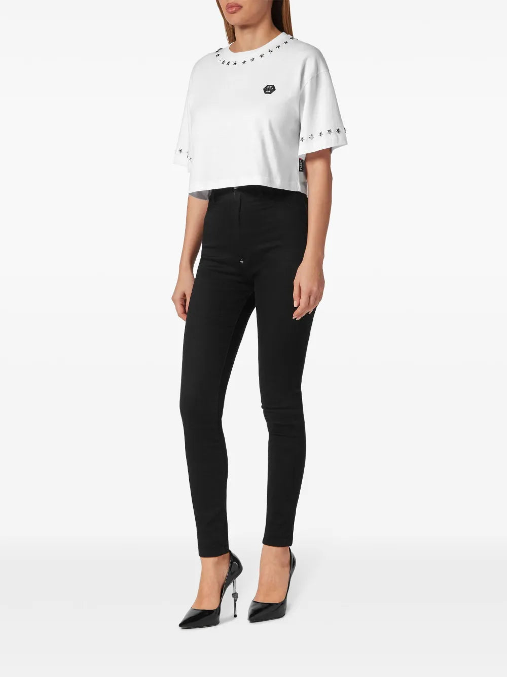 Star-Studded Cotton Cropped Top