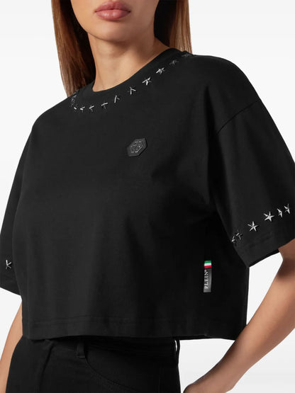 Star-Stud Cropped T-Shirt