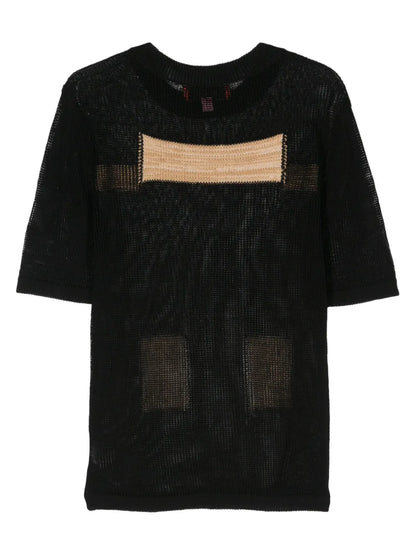 Open-Knit Colour-Block Jumper