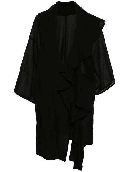 Textured Draped Midi Coat
