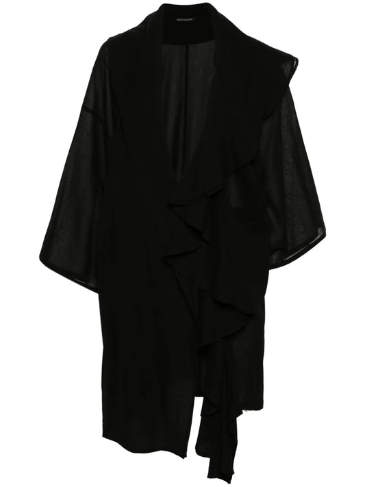 Textured Draped Midi Coat