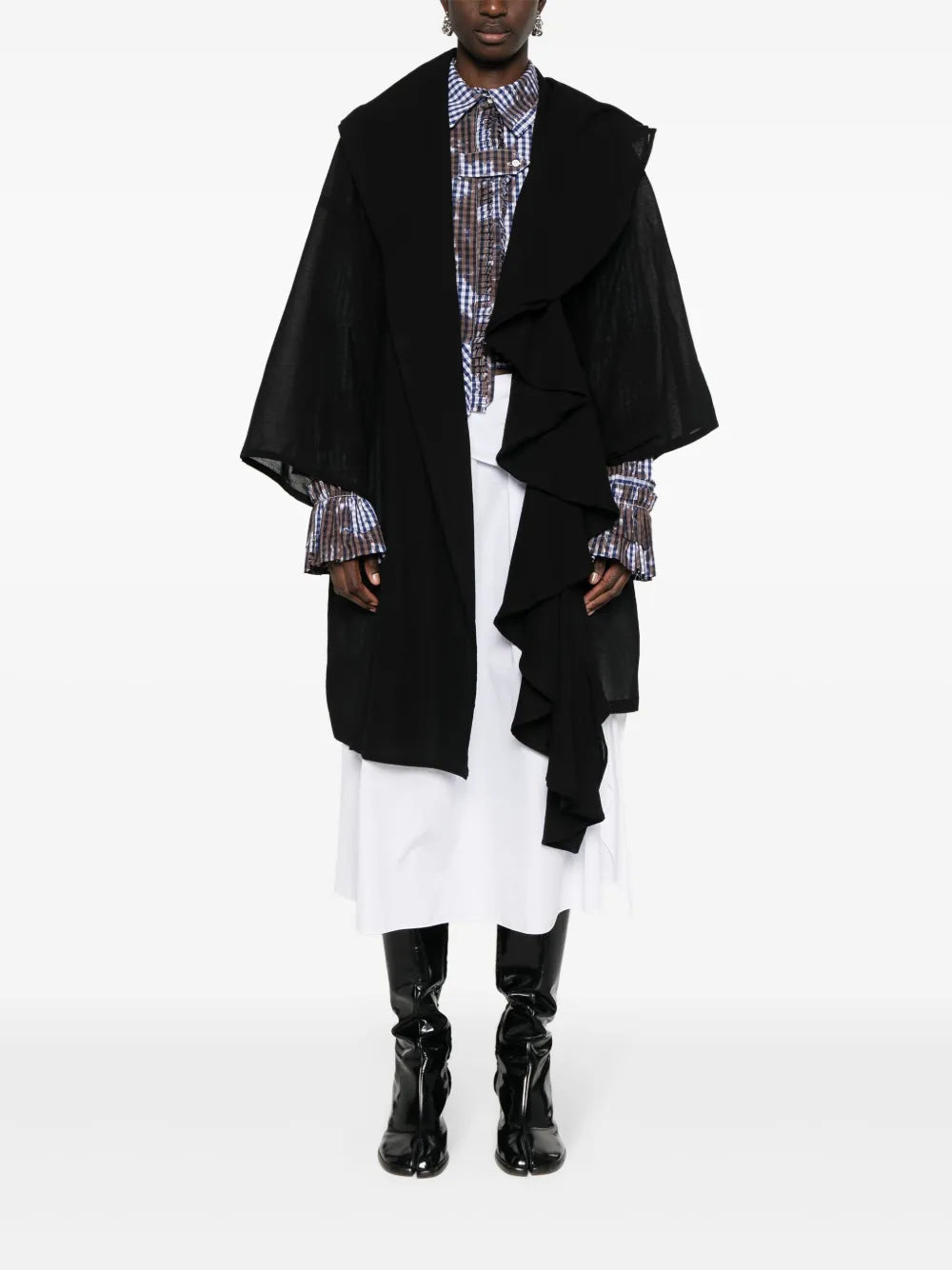 Textured Draped Midi Coat