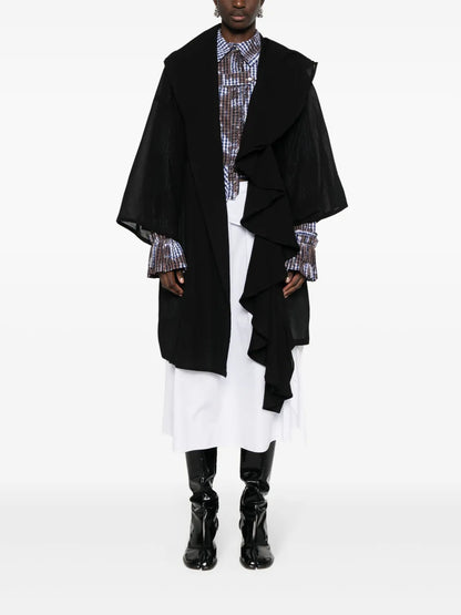 Textured Draped Midi Coat