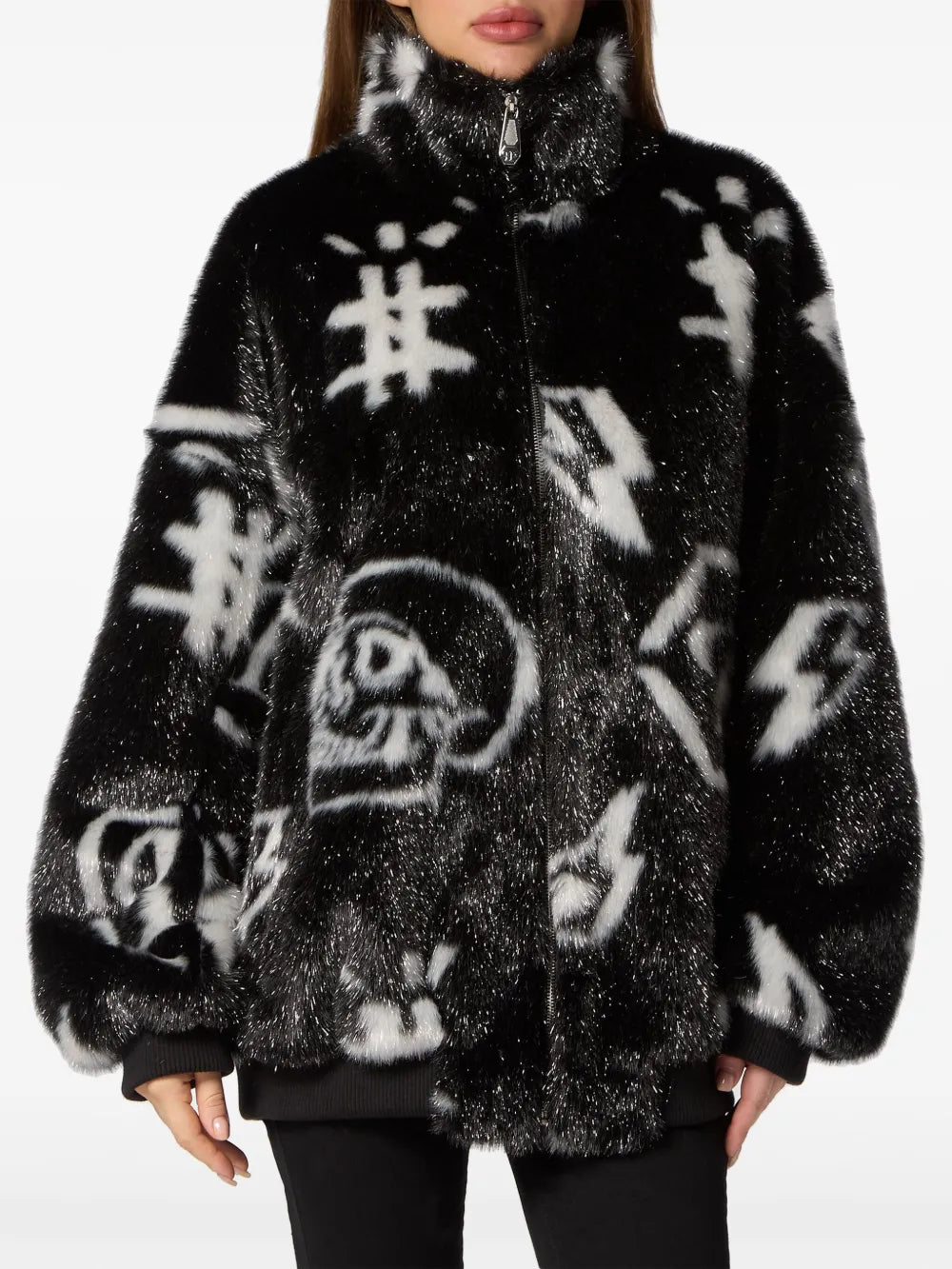 Monogram-Print Zip-Up Jacket