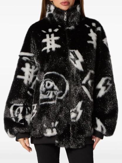 Monogram-Print Zip-Up Jacket
