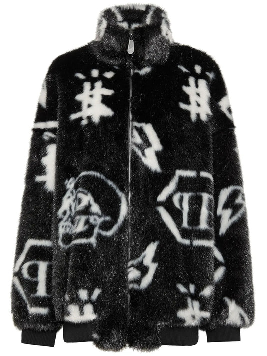 Monogram-Print Zip-Up Jacket