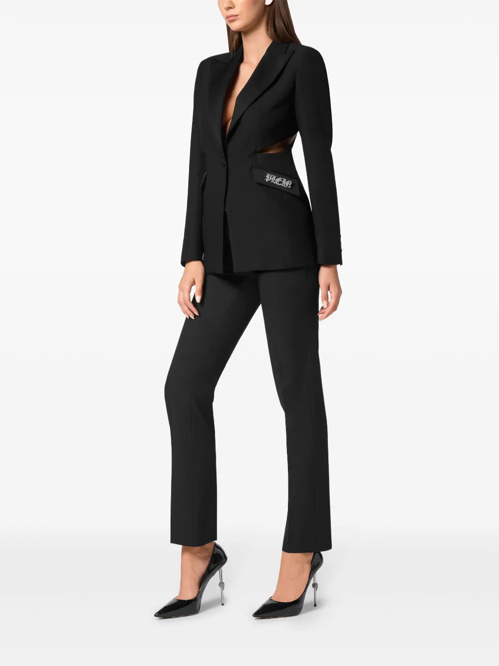 Logo-Plaque Cut-Out Blazer