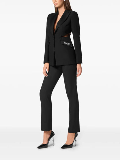 Logo-Plaque Cut-Out Blazer