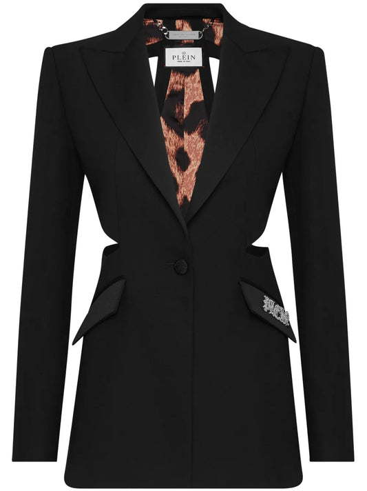 Logo-Plaque Cut-Out Blazer