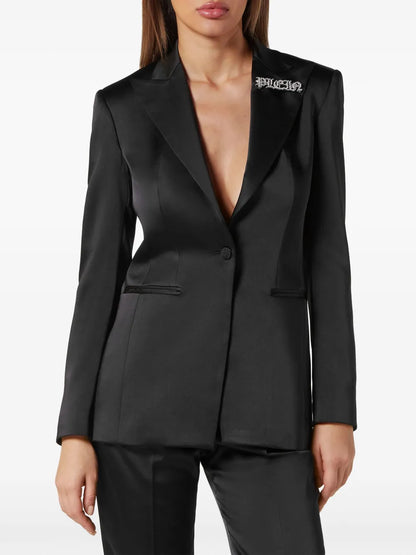 Satin-Weave Single-Breasted Blazer