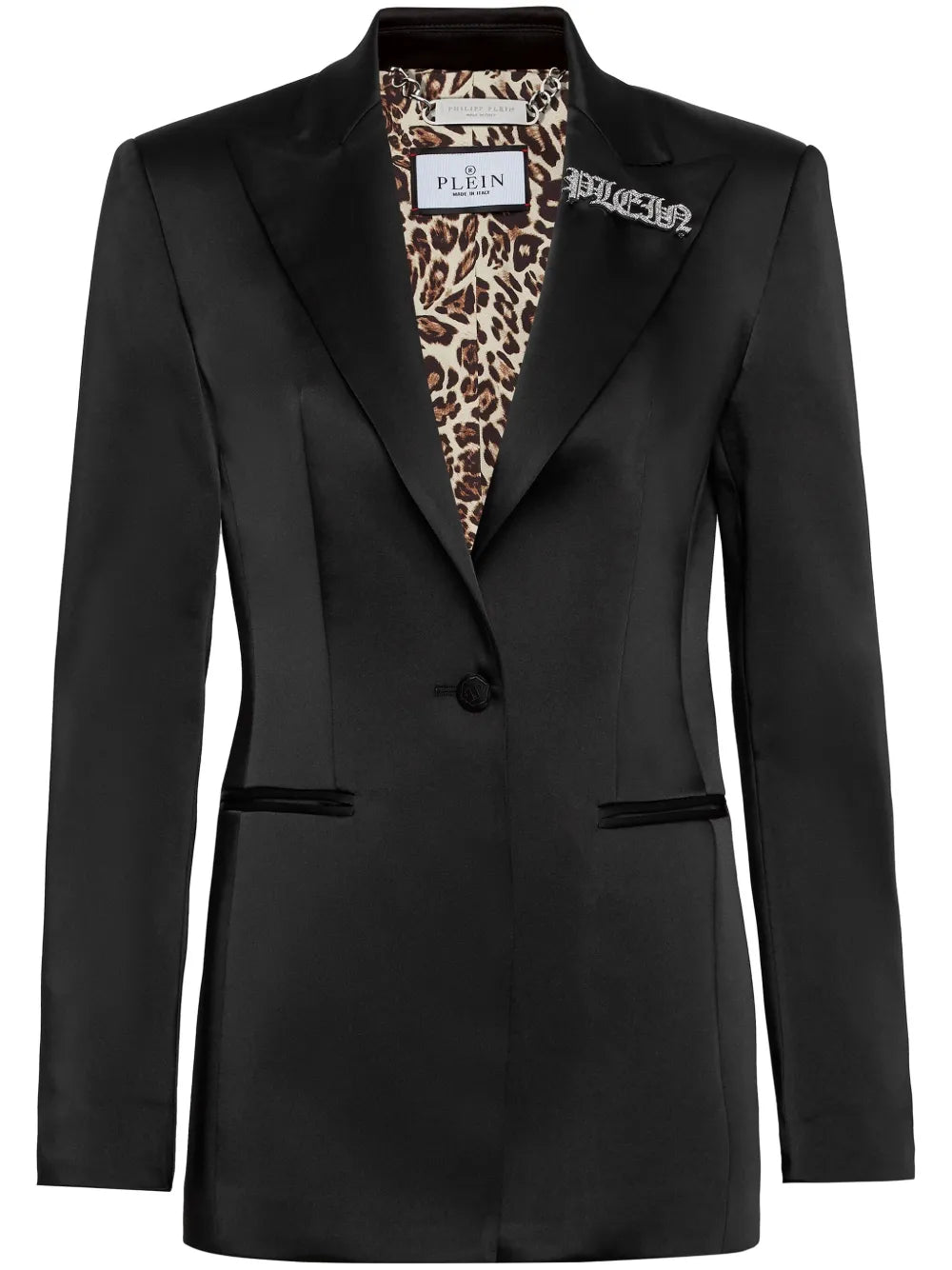 Satin-Weave Single-Breasted Blazer