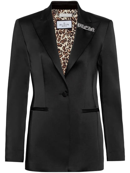 Satin-Weave Single-Breasted Blazer