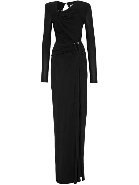 Long Piercing-Detail Dress