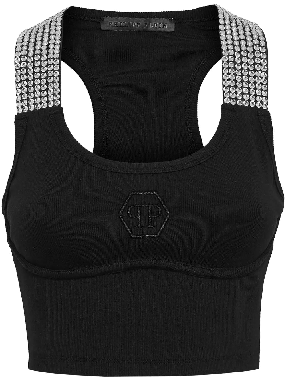 Crystal-Embellished Cotton Cropped Top
