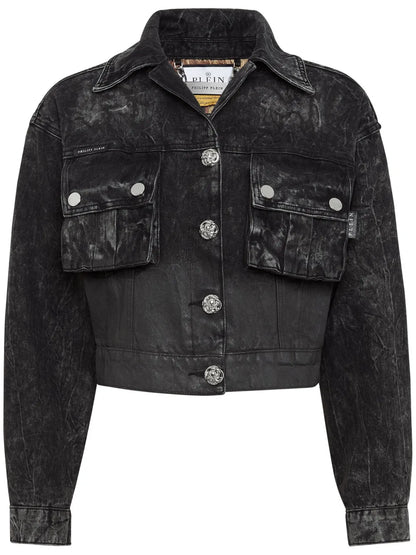 Drop-Shoulder Cropped Denim Jacket