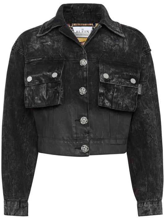 Drop-Shoulder Cropped Denim Jacket