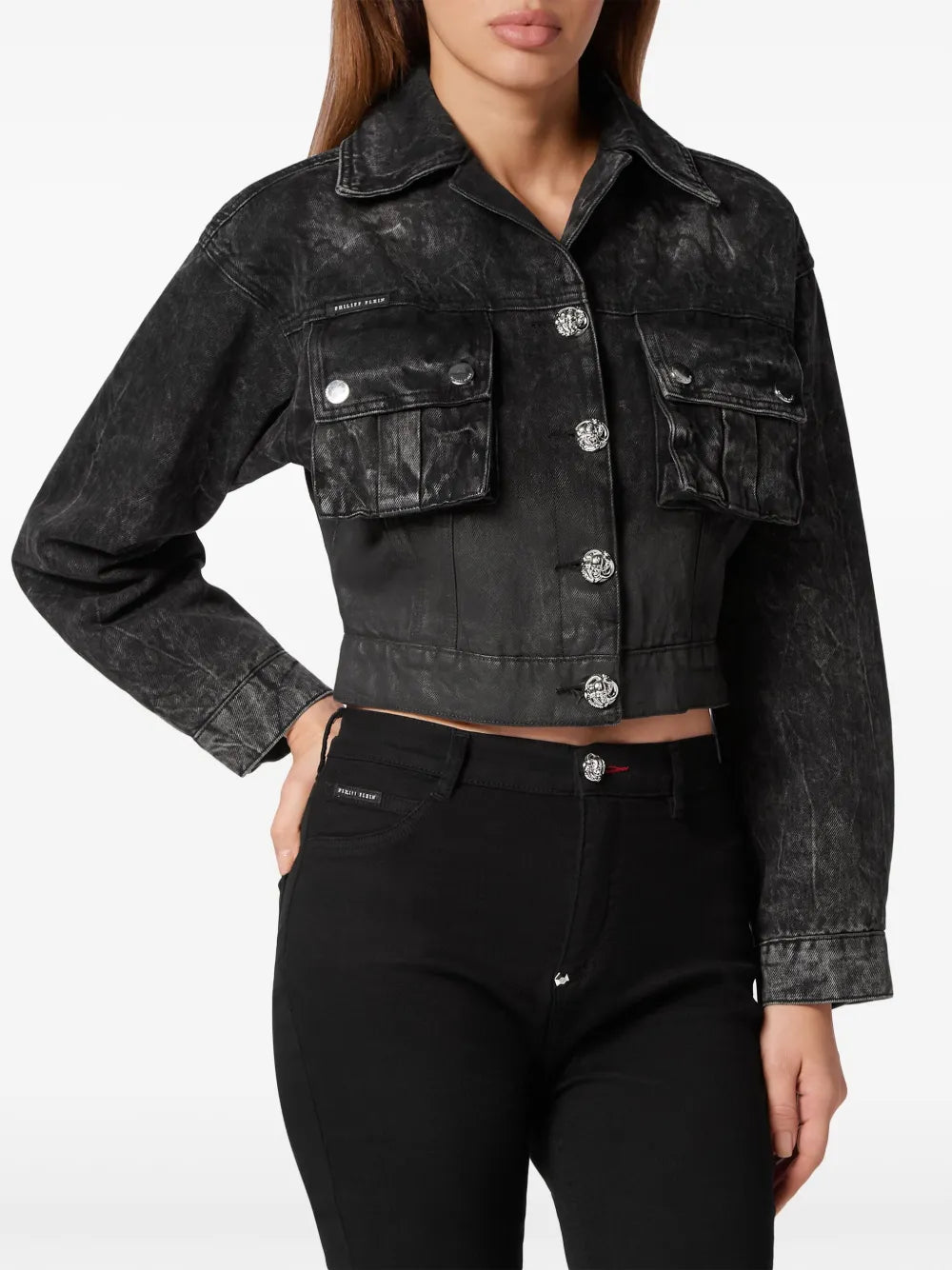 Drop-Shoulder Cropped Denim Jacket