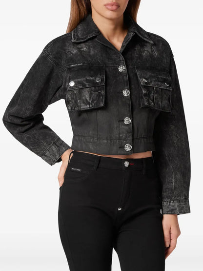 Drop-Shoulder Cropped Denim Jacket