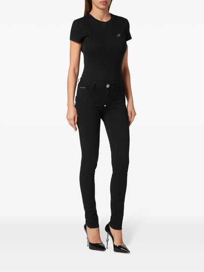 Logo-Appliqué Mid-Rise Skinny Jeans