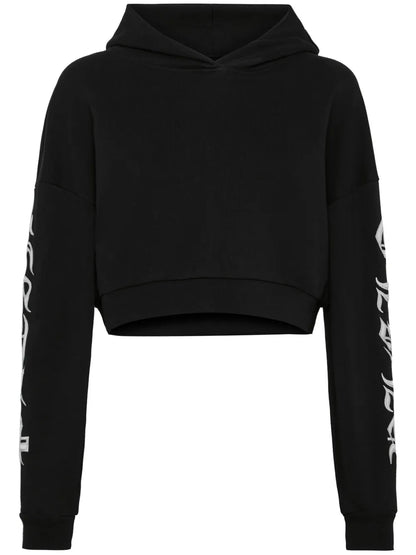 Logo-Embroidered Cropped Hoodie